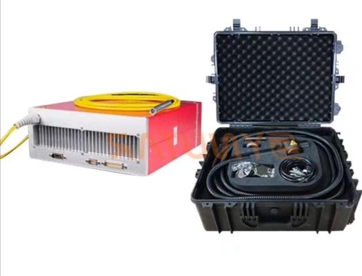 ماشین تمیز کردن قابل حمل لیزر فیبر 100 وات طول موج 1064nm خنک کننده هوا 50kg فرکانس پالس 20-1000Hz