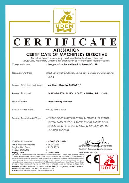 چین Dongguan Synutar Intelligent Equipment Co., Ltd. گواهینامه ها